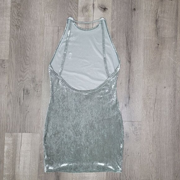 Sadie & Sage Silver blue Crushed Velvet Bodycon backles ini dress sexy Medium - Picture 6 of 9